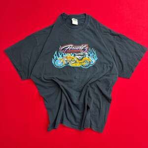 Vintage 90's Y2K Men's Perewitz Motorcycles Bike Harley Flames T-Shirt Black
